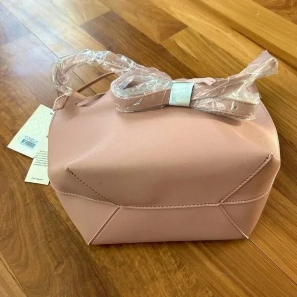 NWT Kayla + Ava | Women’s dusty rose crossbody bow tie bucket bag, vegan leather - Picture 6 of 11